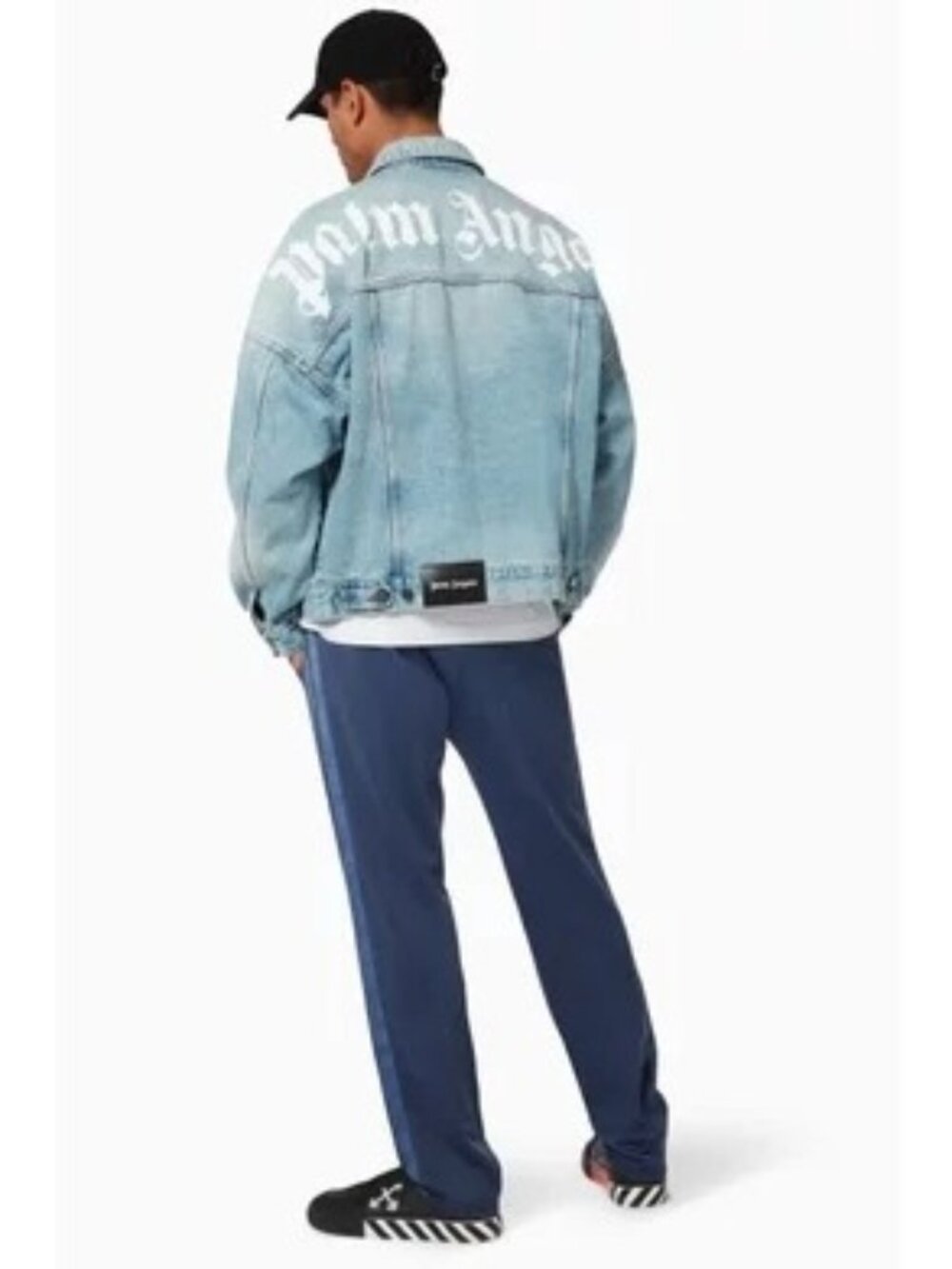 Palm Angels Logo Oversized  Denim Jacket 'Blue/White' Size S